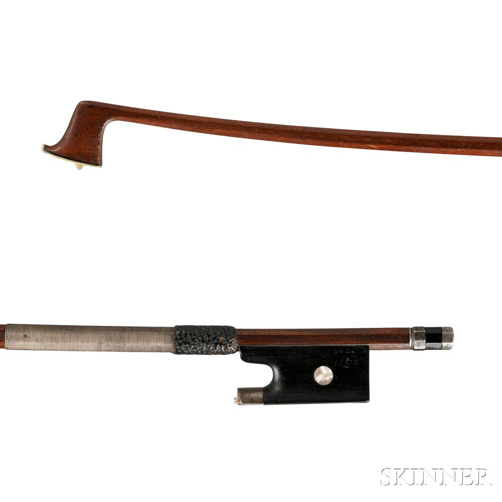 Appraisal: German Nickel Silver-mounted Violin Bow the octagonal stick unstamped the