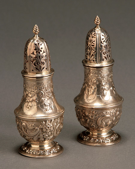 Appraisal: Pair of George III Silver Casters Maker's mark GJ London