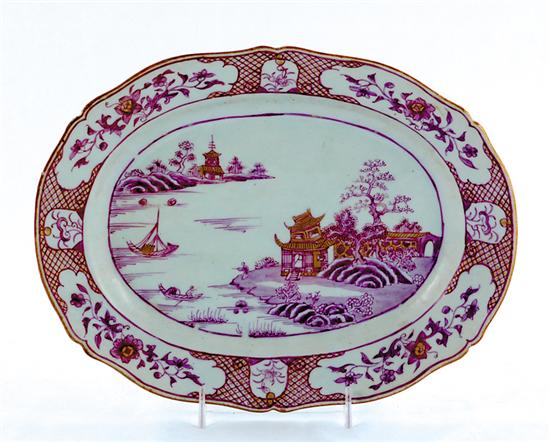 Appraisal: Chinese Export porcelain platter circa scalloped rim on oval body