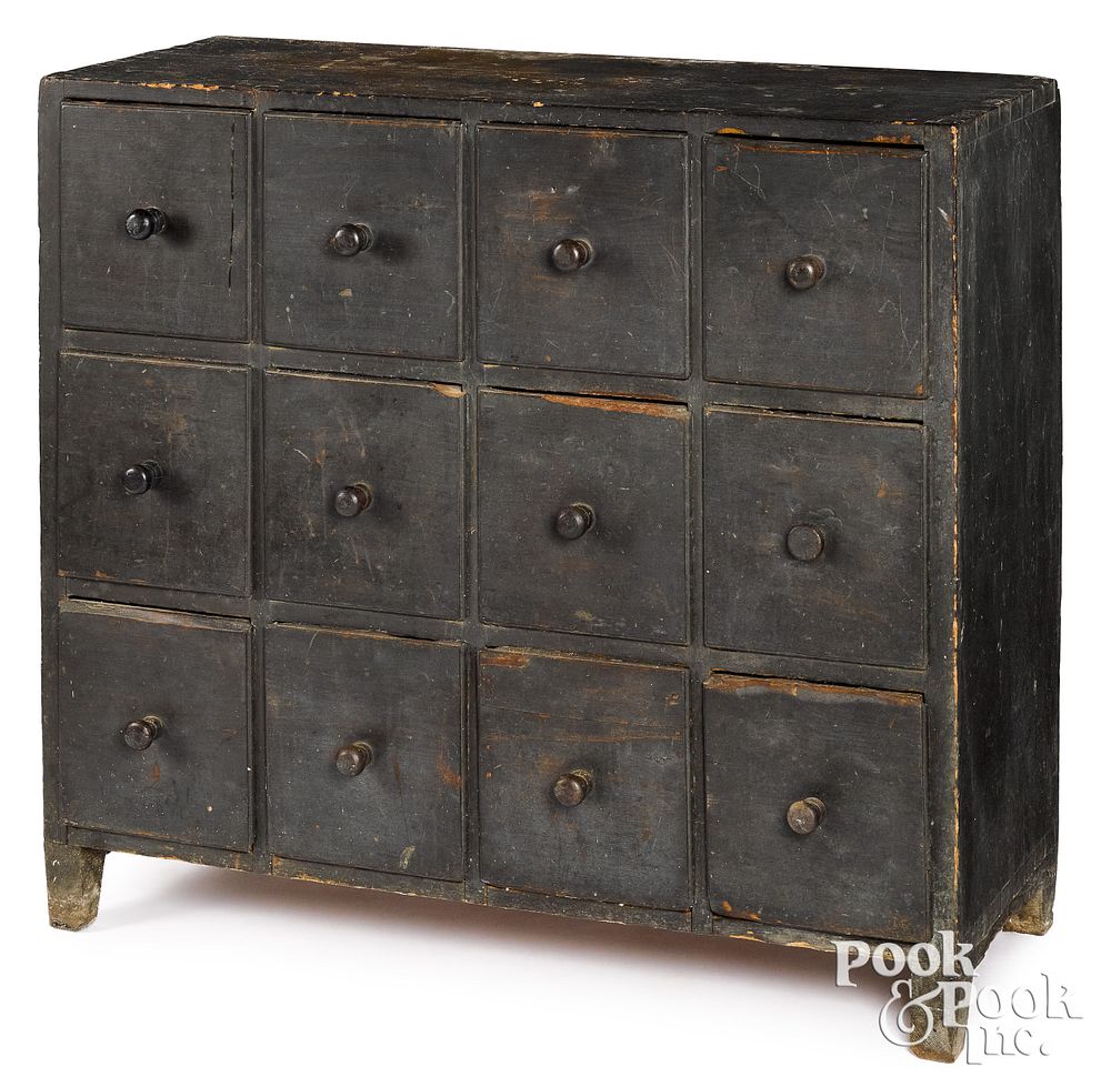 Appraisal: Pennsylvania painted apothecary cupboard Pennsylvania painted pine and poplar apothecary