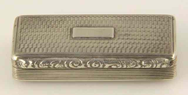 Appraisal: A William IV silver snuff box WS Birmingham of rectangular