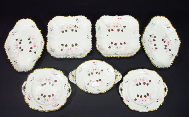 Appraisal: th Century pottery part dessert service the pieces hand coloured