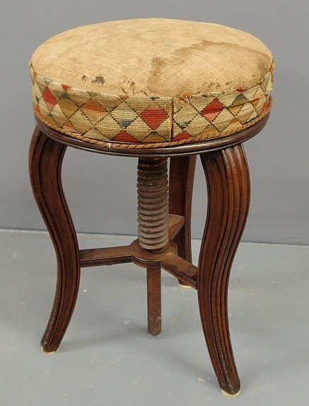 Appraisal: New York Federal mahogany piano stool with original upholstered top