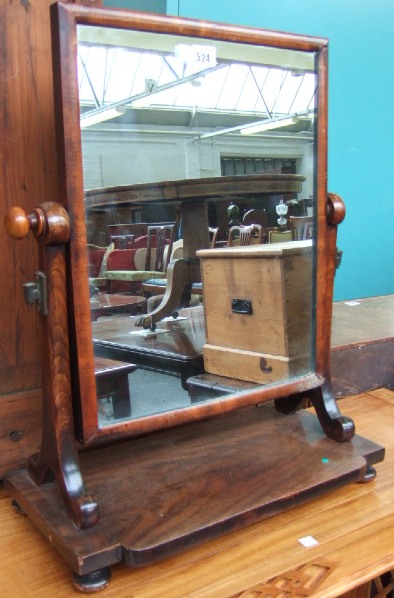 Appraisal: A th century mahogany framed toilet mirror with trestle type