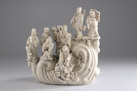 Appraisal: CHINESE BLANC- DE- CHINE PORCELAIN FIGURAL GROUP OF EIGHT IMMORTALS