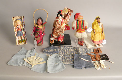 Appraisal: Group of miscellaneous dolls th c together with miscellaneous clothes