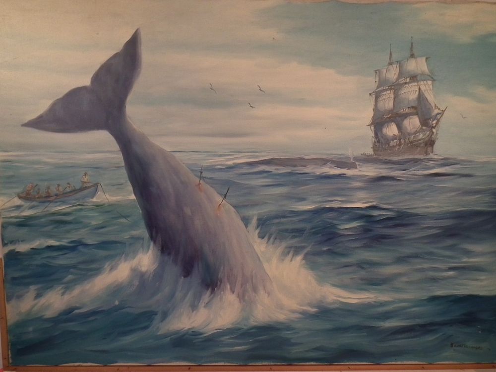 Appraisal: SILVA FERNANDES WHALING PAINTING Large vintage oil on canvas seascape