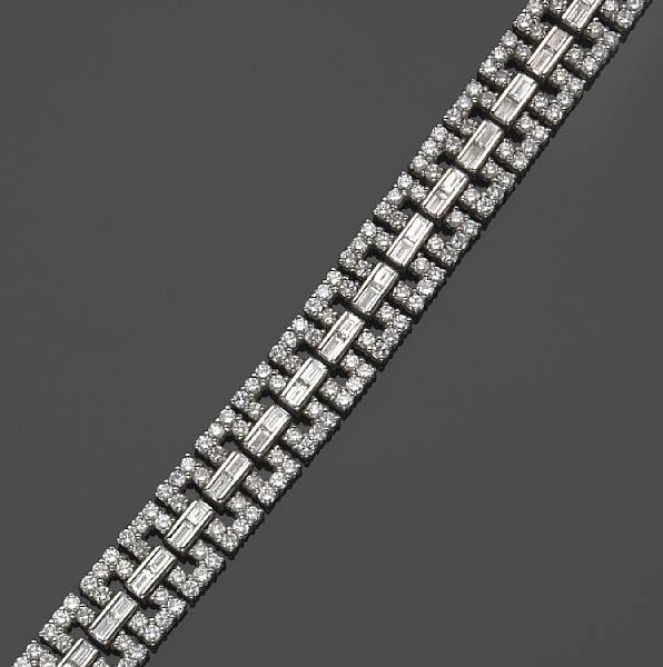 Appraisal: A diamond and platinum bracelet total diamond weight cts length