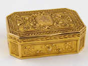 Appraisal: An carat gold box with French transit marks engraved inscription