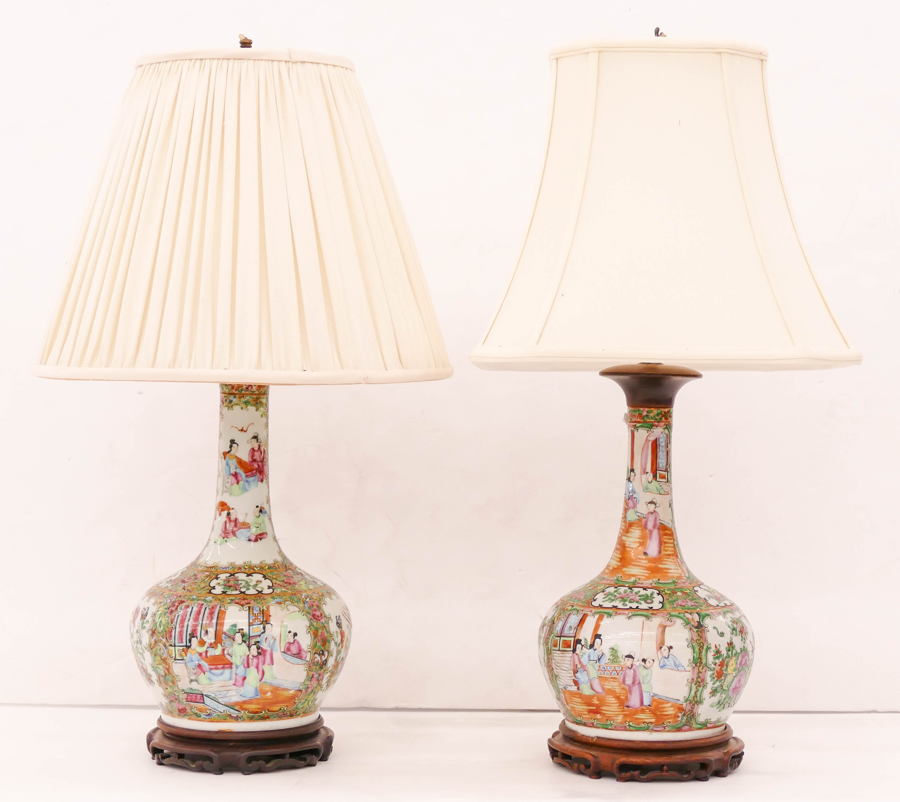 Appraisal: pc Chinese Qing Canton Bottle Table Lamps '' A pair