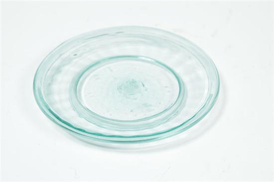 Appraisal: BLOWN GLASS PAN Midwest nd quarter- th century Aqua with