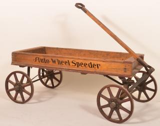 Appraisal: Wooden pull wagon stenciled Auto Wheel Speeder H- W- L-