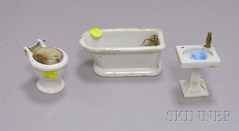 Appraisal: Dollhouse Porcelain Sink Bath Tub and Toilet