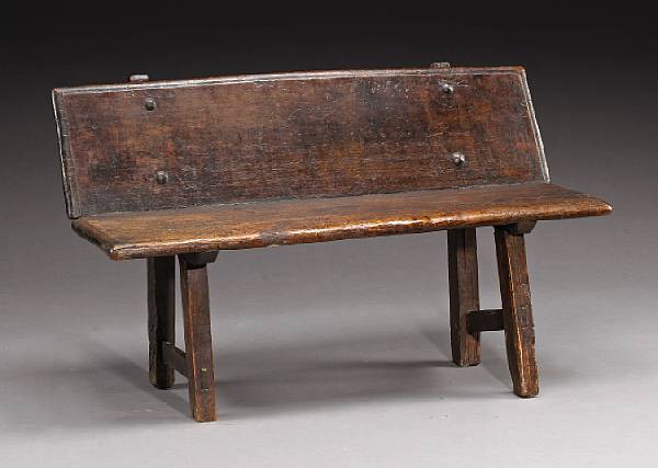 Appraisal: A Spanish Baroque walnut bench mid th century height in