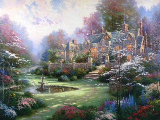 Appraisal: Thomas Kinkade Gardens Beyond Spring Gate Spring Gate III print