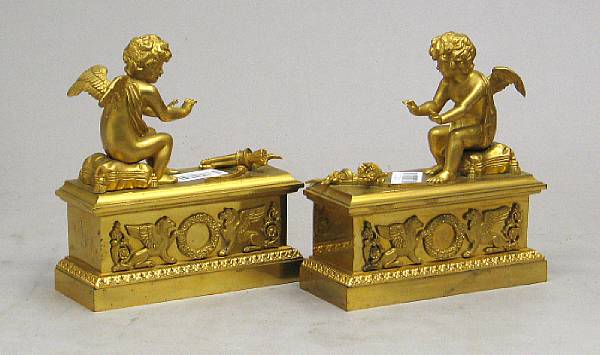 Appraisal: A pair of Louis XVI style gilt bronze decorations late