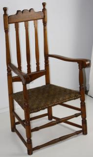 Appraisal: Th C New England Maple Bannister Back Arm Chair Refinished