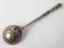 Appraisal: A Russian silver and enamel spoon mark of Ivan Khlebnikov