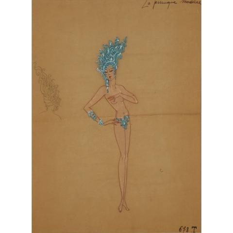 Appraisal: Erte - LA PERRUQUE MODERNE THE MODERN WIG French Gouache