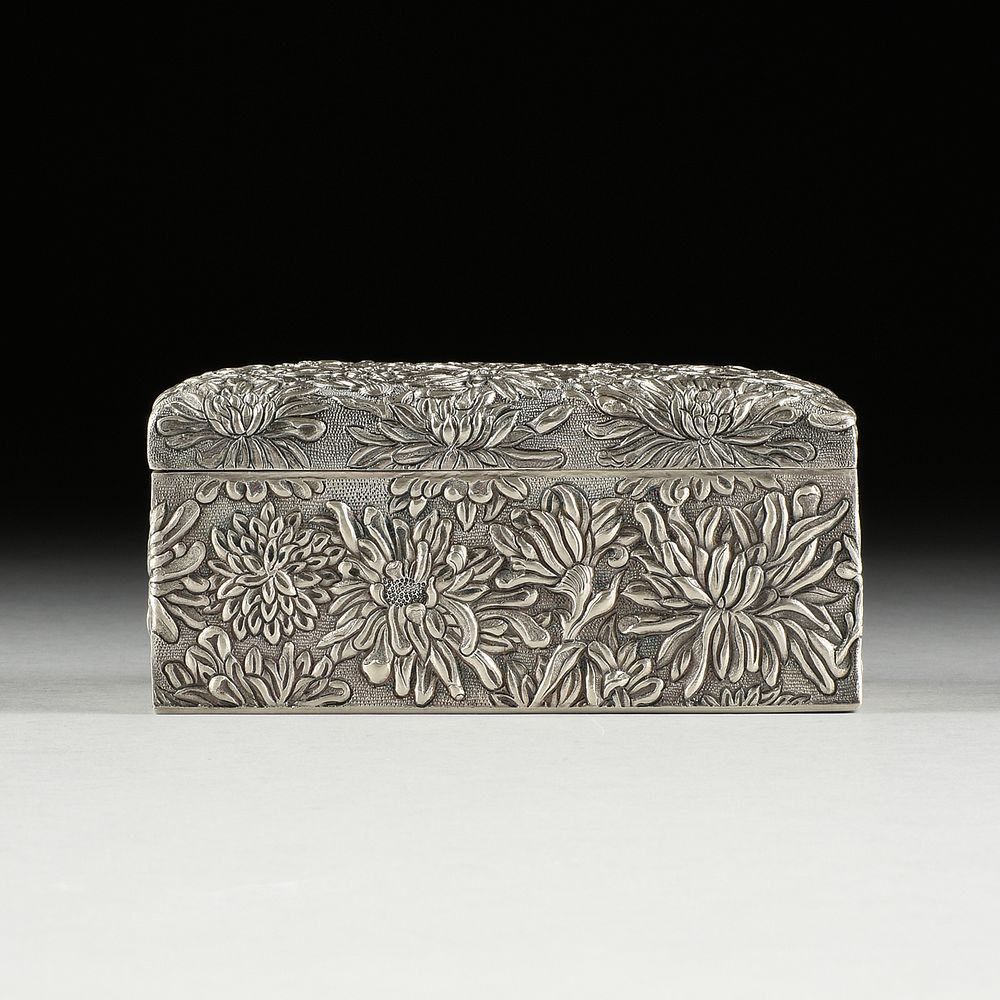 Appraisal: A JAPANESE SILVER CHRYSANTHEMUM LIDDED BOX BY SANJU SAKU YOKOHAMA