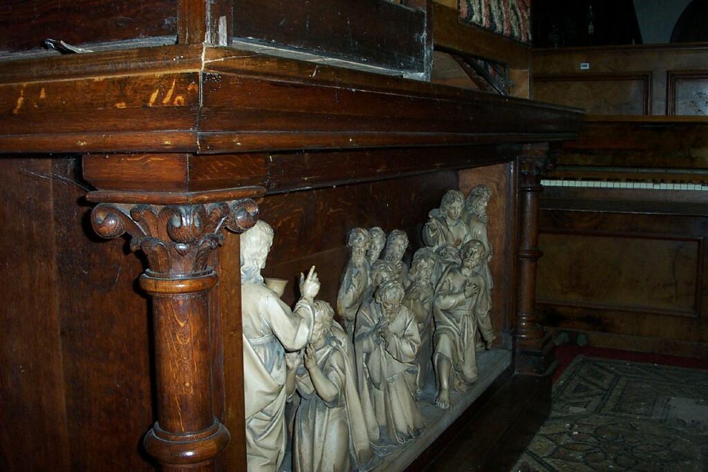 Appraisal: A substantial oak framed church altar with column supports and