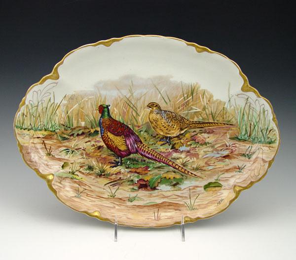 Appraisal: WARWICK DINNERWARE PHEASANT PLATTER Vitrified clay 'l From the private