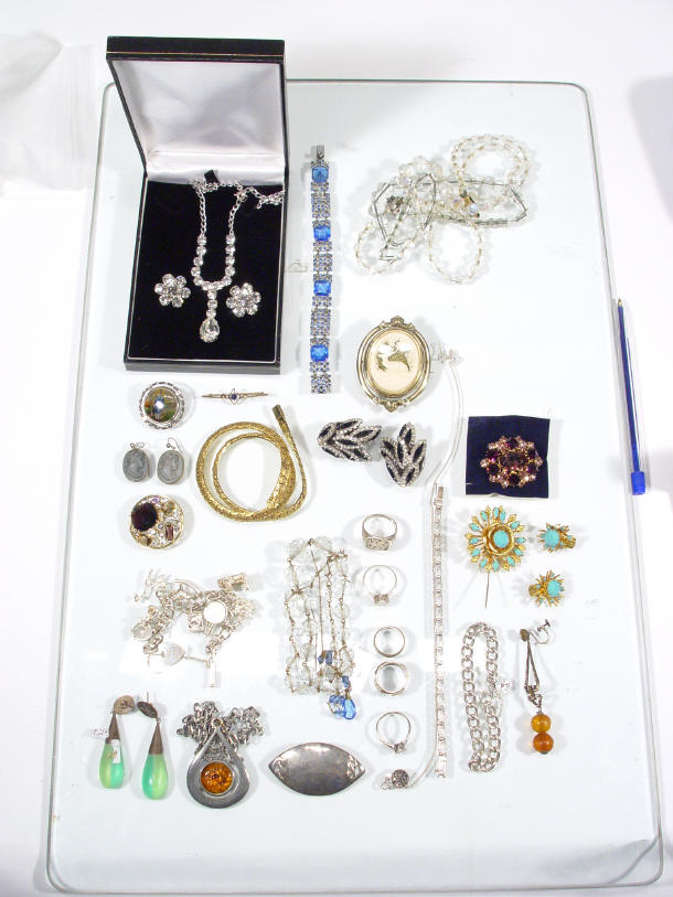 Appraisal: Quantity of assorted costume jewellery boxed crystal set silver jewellery