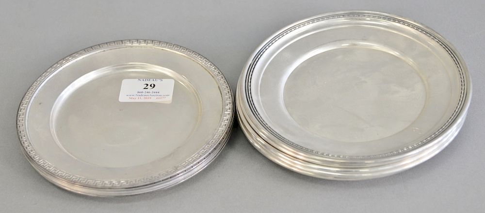 Appraisal: Two sets of six sterling silver bread plates plates total