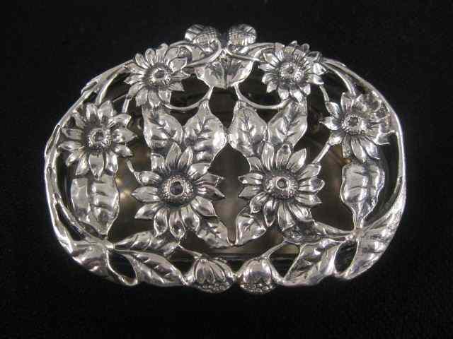 Appraisal: English Sterling Silver Box elaborate openwork floral hinged top ''