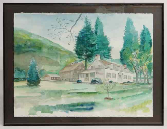 Appraisal: Watercolor on paper home on Rt in Austerlitz N Y