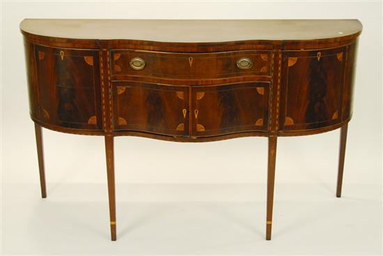 Appraisal: FEDERAL STYLE INLAID MAHOGANY SIDEBOARD late th century with serpentine