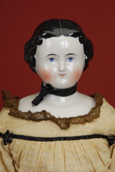 Appraisal: Early China Lady Germany ca glazed porcelain shoulder head painted