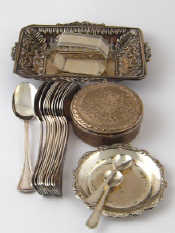 Appraisal: Small silver A rectangular bonbon dish Walker and Hall Birmingham