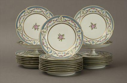 Appraisal: S vres-Style Gilt and Polychrome Decorated Porcelain Part Dessert Service