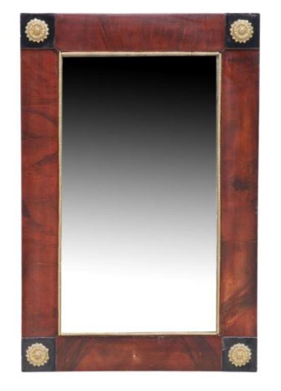 Appraisal: Biedermeier style wall mirror th c burled walnut frame parcel