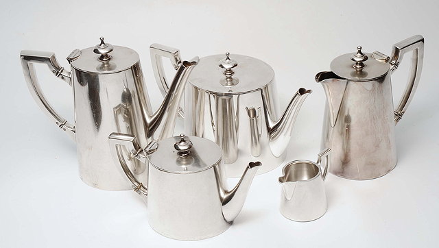 Appraisal: A W M F SILVER PLATED FIVE PIECE TEA AND