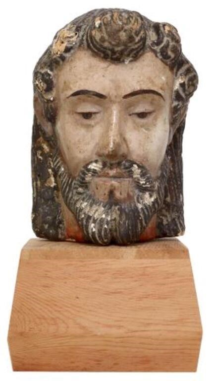 Appraisal: Santo figure Head of Christ th c polychrome painted gesso