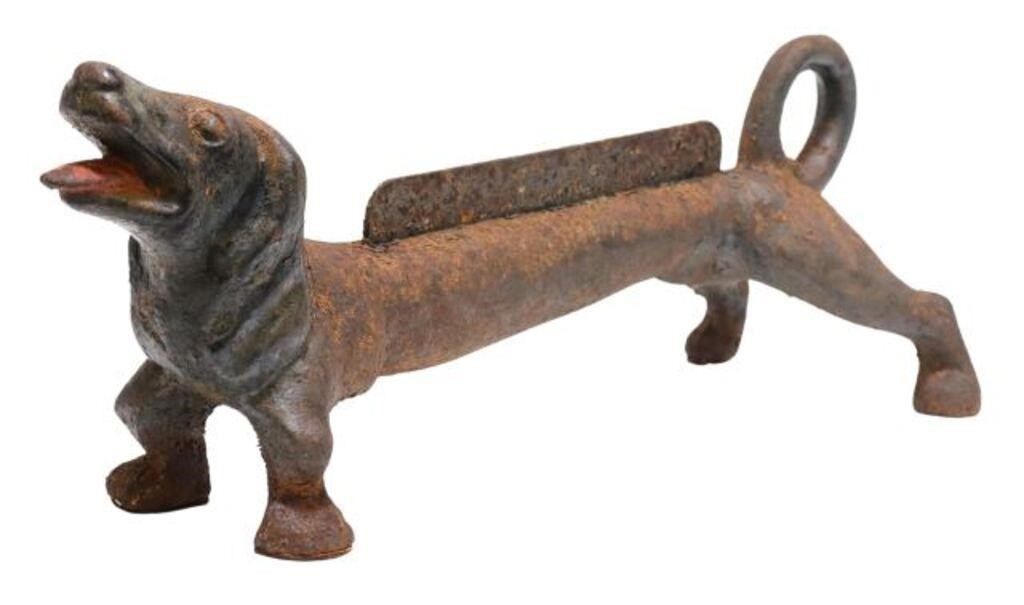 Appraisal: Cast iron dachshund boot scraper remnants of original paint oxidation