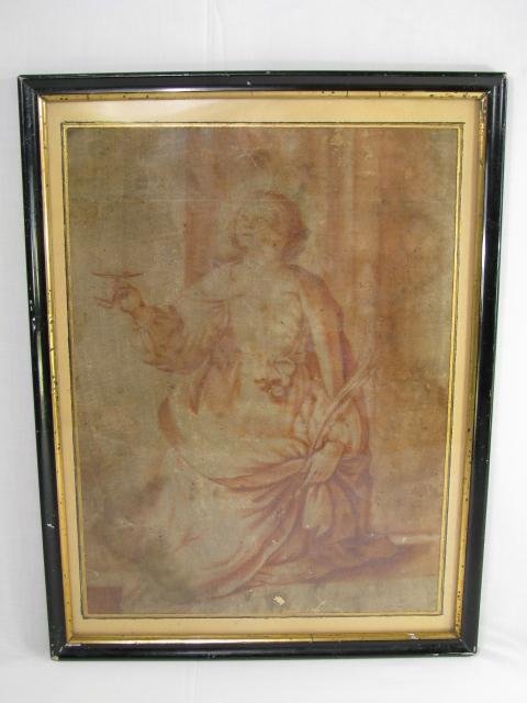 Appraisal: th Century sepia on paper of a women kneeling Unsigned