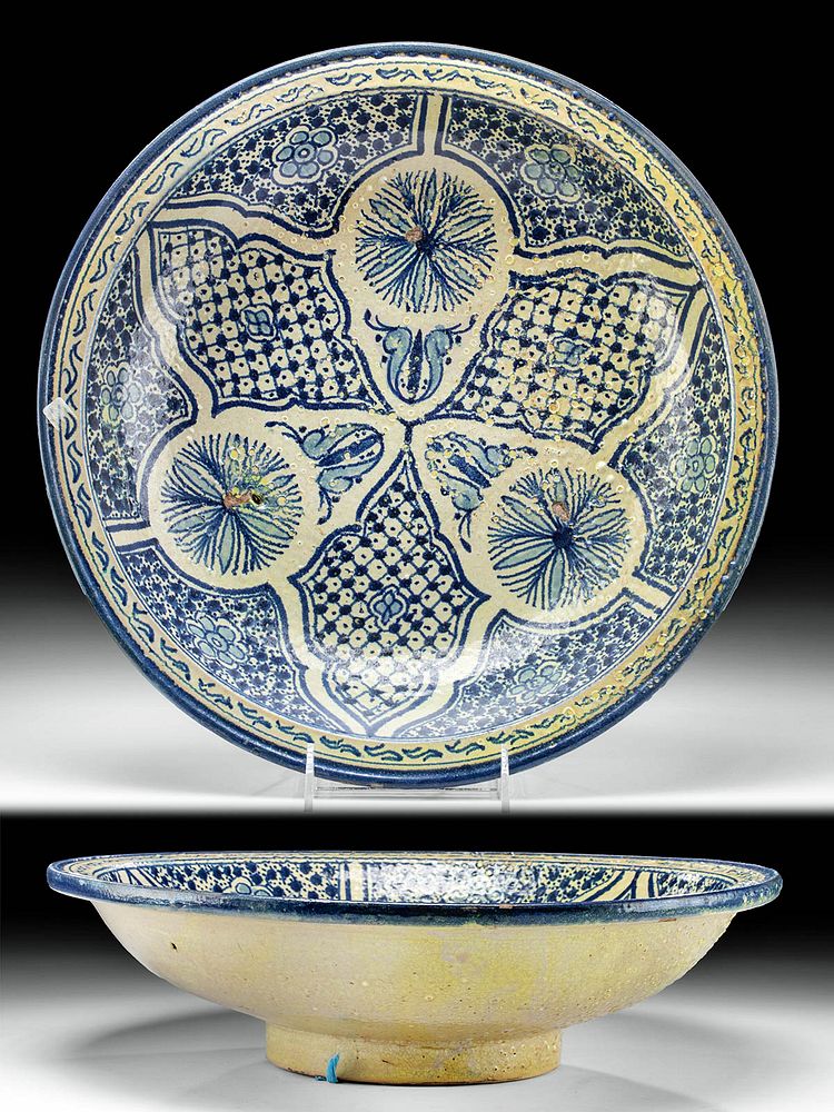 Appraisal: Large th C Moroccan Fassi Ceramic Bowl ex-Museum North Africa