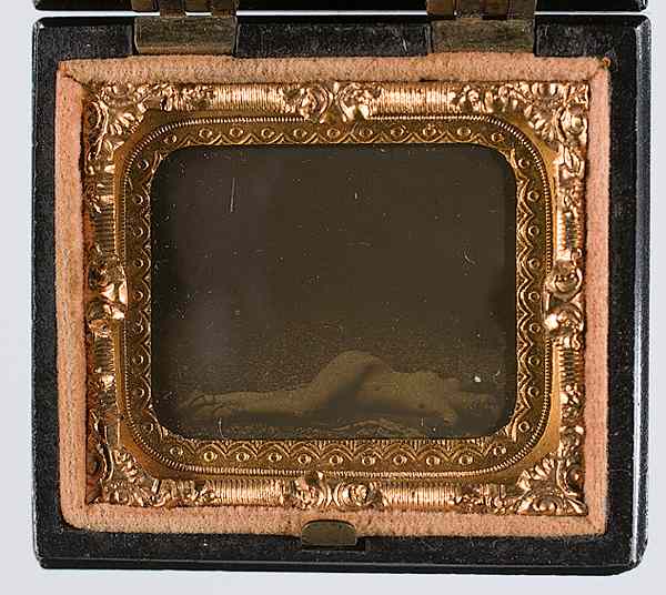 Appraisal: Cased Images Miniature Ambrotype of Female Nude A very rare