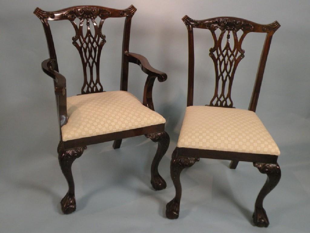 Appraisal: A set of eight George III style mahogany dining chairs