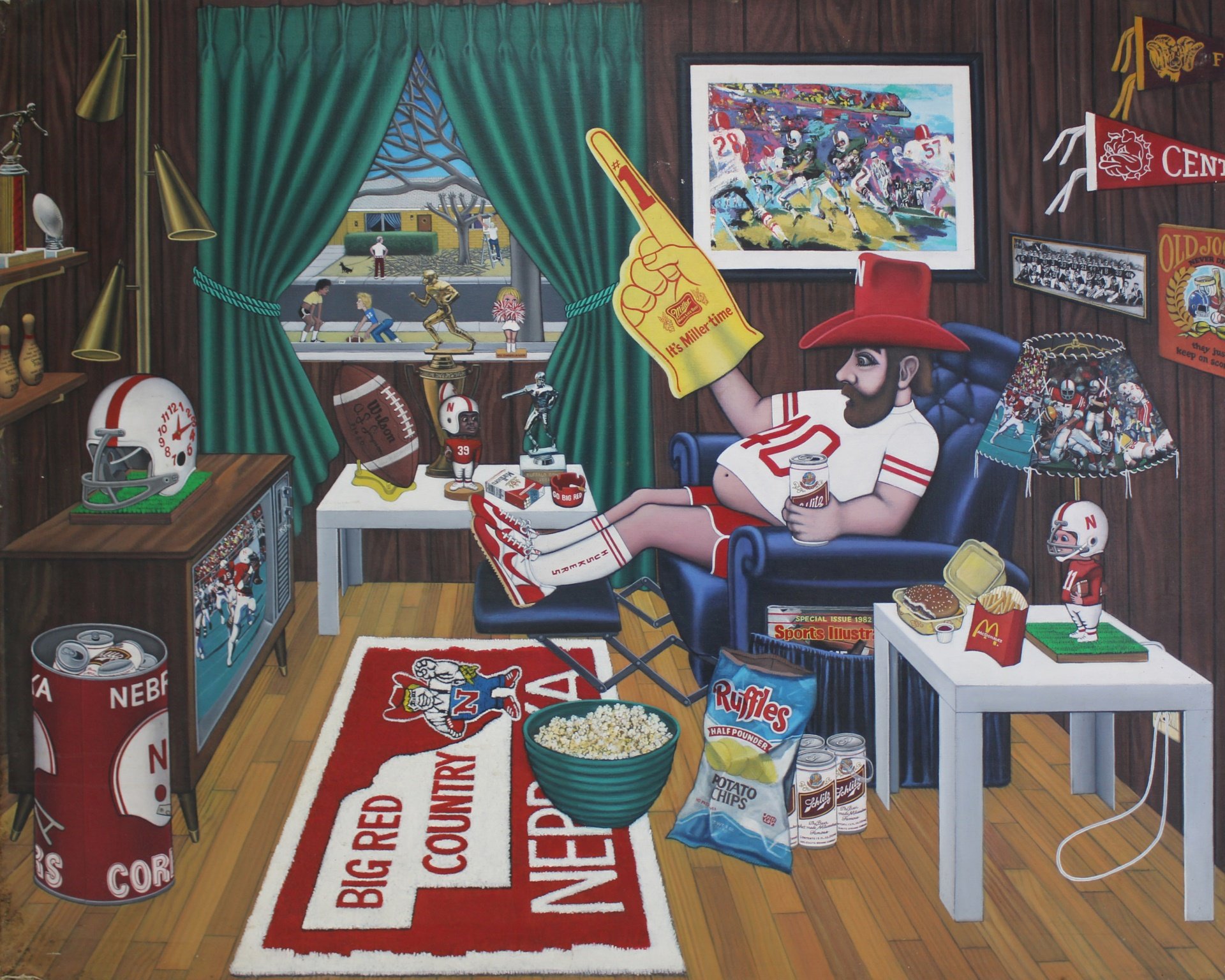 Appraisal: JAMES PILE AMERICAN B Go Big Red Large acrylic on