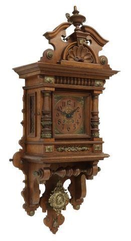 Appraisal: German fancy carved oak wall clock Lenzkirch late th early