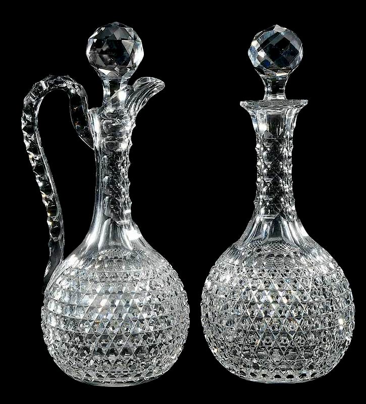 Appraisal: Set of Boston and Sandwich Cut Glass Decanters with faceted