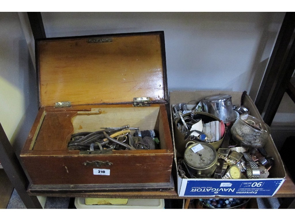 Appraisal: A lot comprising two boxes of watches parts and watchmaker's