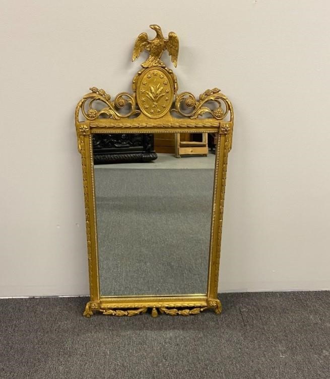 Appraisal: Gilt mirror with eagle finial and thirteen stars h x