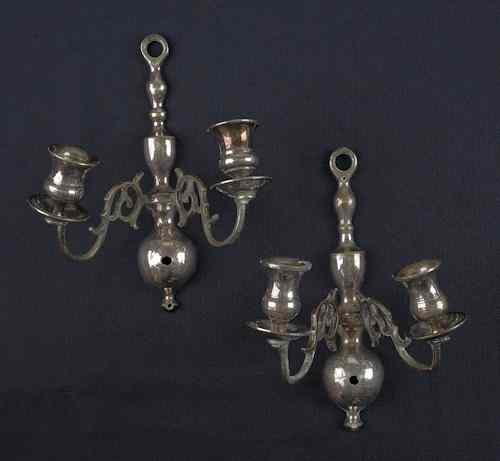 Appraisal: Pair of silver plated sconces ca h