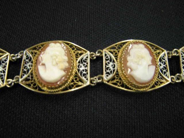 Appraisal: Cameo Bracelet gold on silver filagree with six oval portraits