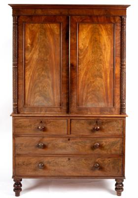 Appraisal: A George IV mahogany linen press circa the moulded cornice